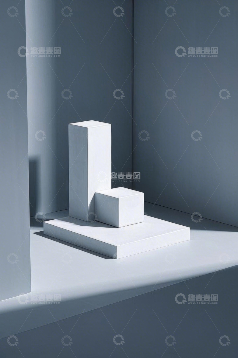 高清大图下载【趣麦麦图】现代风格白色立体几何陈列物