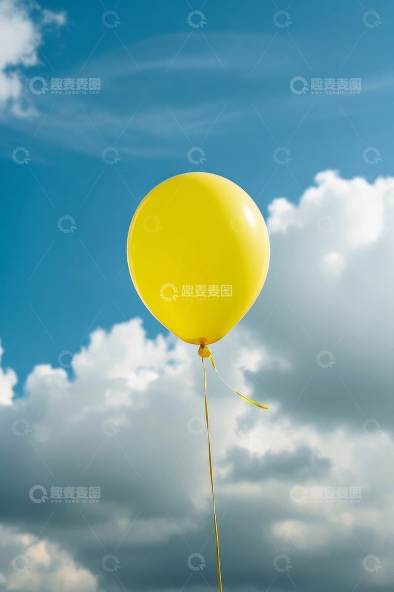 高清大图下载【趣麦麦图】-蓝天中飘浮的黄色气球