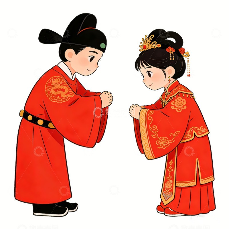 高清大图下载【趣麦麦图】拜堂的新郎新娘