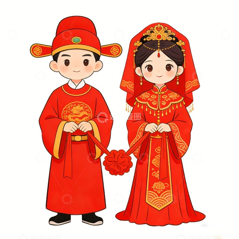 高清大图下载【趣麦麦图】一对古装新娘新郎