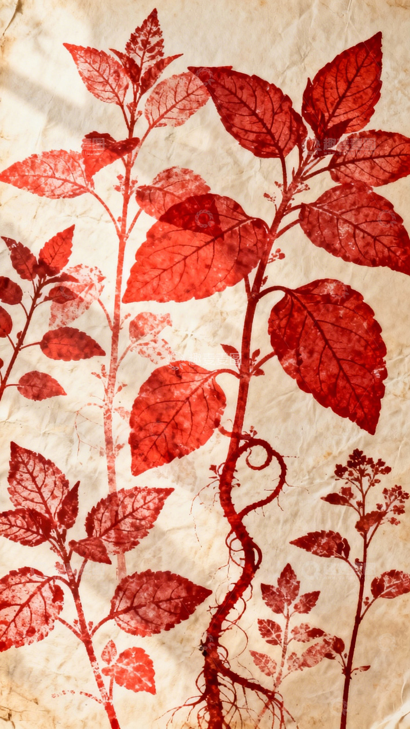 高清大图下载【趣麦麦图】红叶拓印艺术画