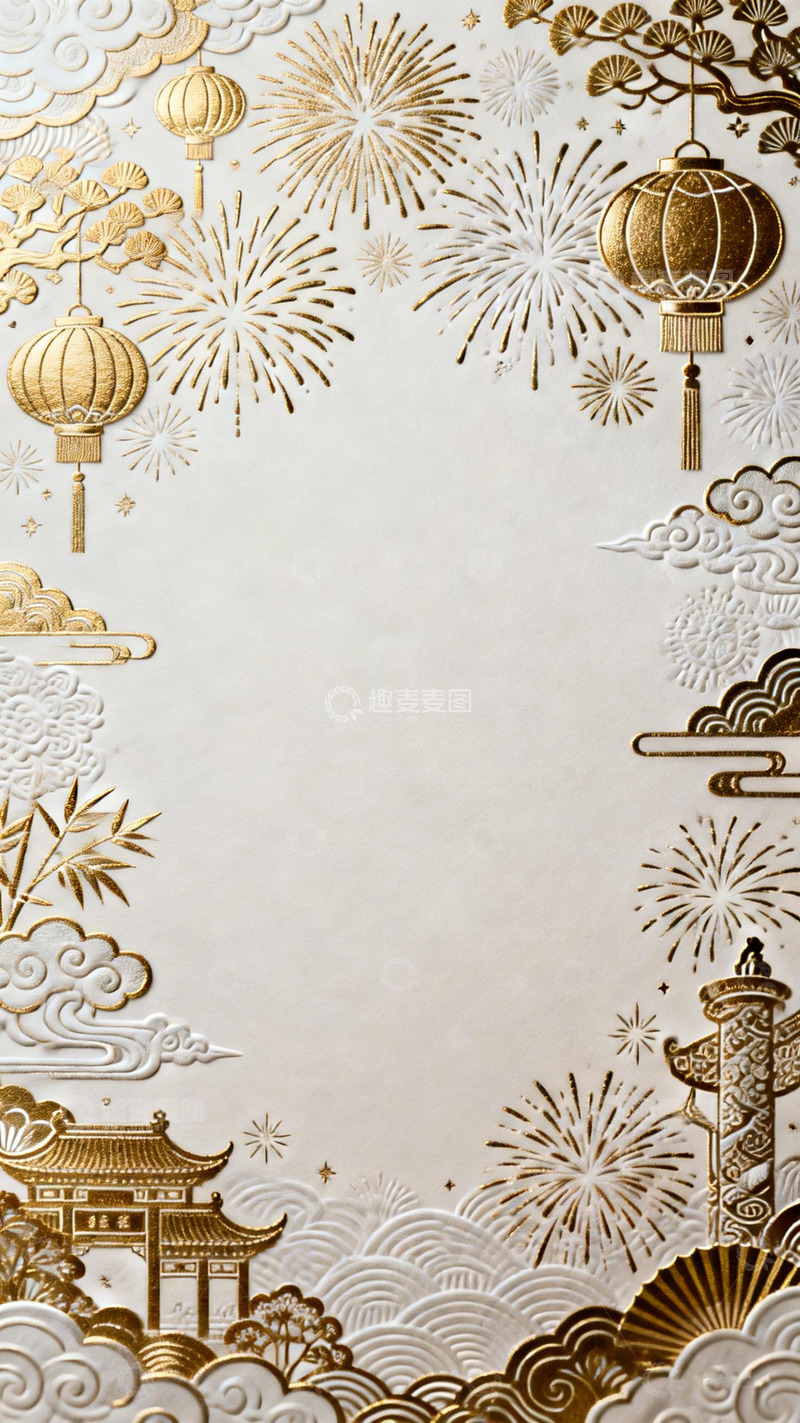 高清大图下载【趣麦麦图】金色节庆中国风边框设计