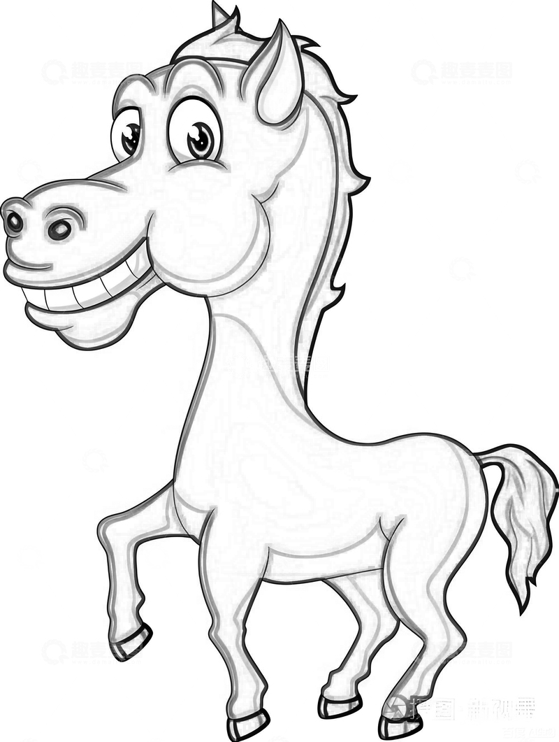 源文件下载【趣麦麦图】-卡通小马插画线稿