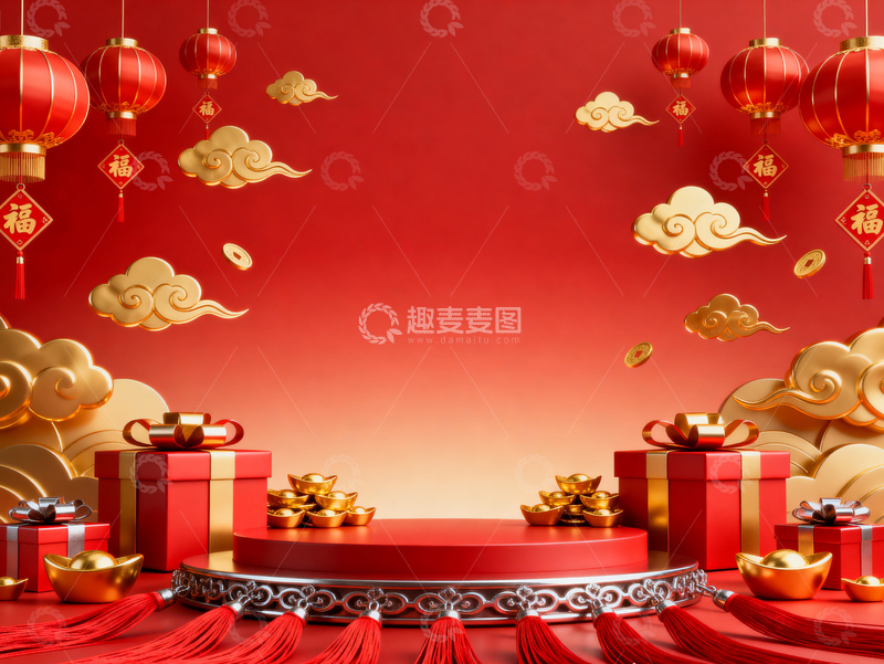 高清大图下载【趣麦麦图】新年元旦春节背景_普屏064