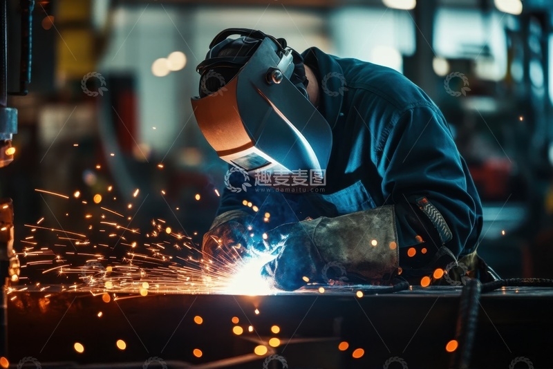 高清大图下载【趣麦麦图】工厂里作业的电焊工