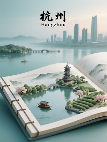 书页里的杭州湖光塔影诗意