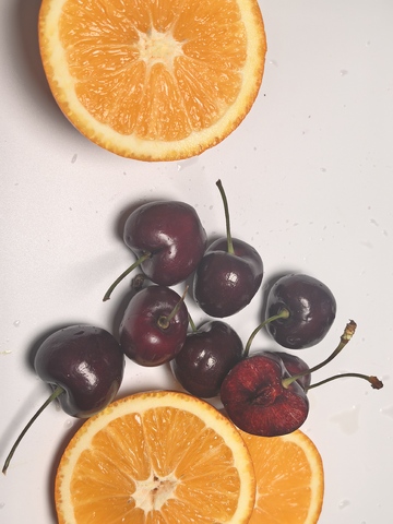 水果静物摄影橙子樱桃