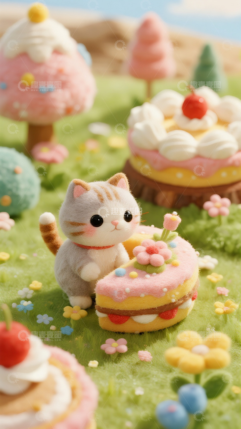 高清大图下载【趣麦麦图】毛绒童话里的萌猫与甜品盛宴