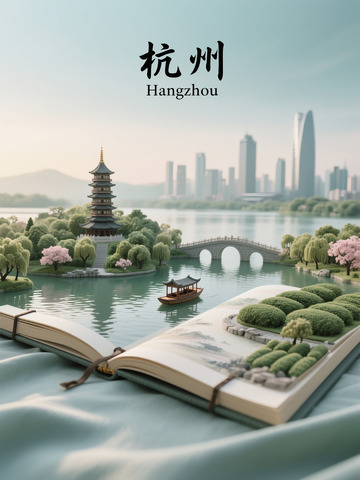 书页漾波间的杭州西湖塔桥诗意