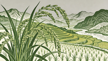 梯田风光山水田园插画