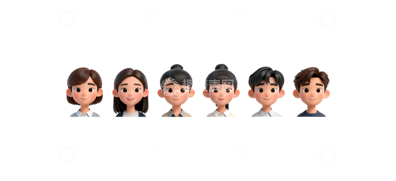 源文件下载【趣麦麦图】3d建模卡通人物头像20