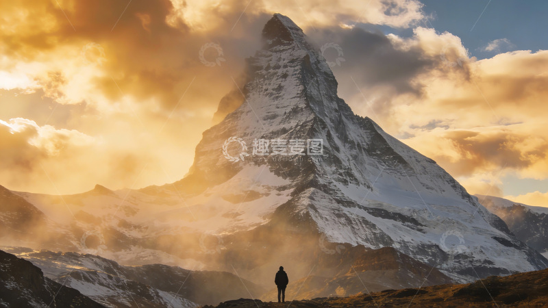 高清大图下载【趣麦麦图】雪山日落壮丽风光摄影