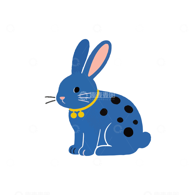 源文件下载【趣麦麦图】-卡通蓝色兔子插画素材