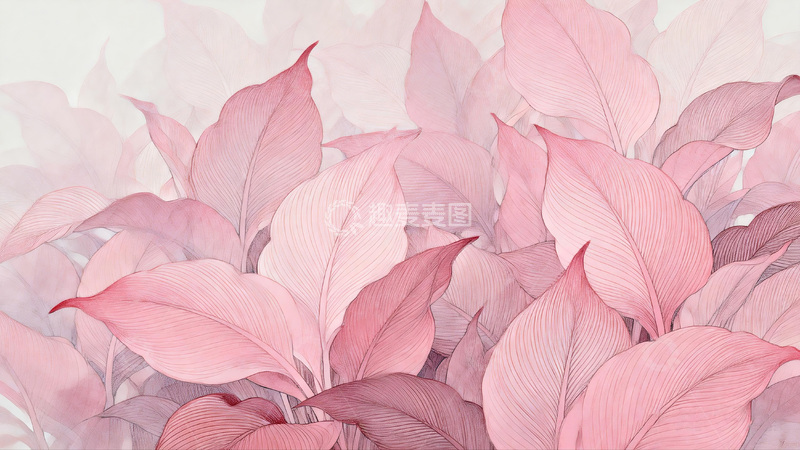 高清大图下载【趣麦麦图】粉色叶子梦幻背景设计素材
