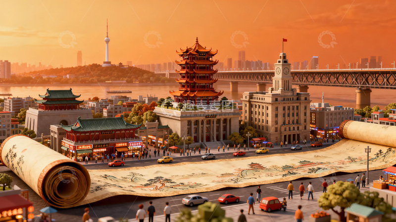 高清大图下载【趣麦麦图】古韵江城画卷