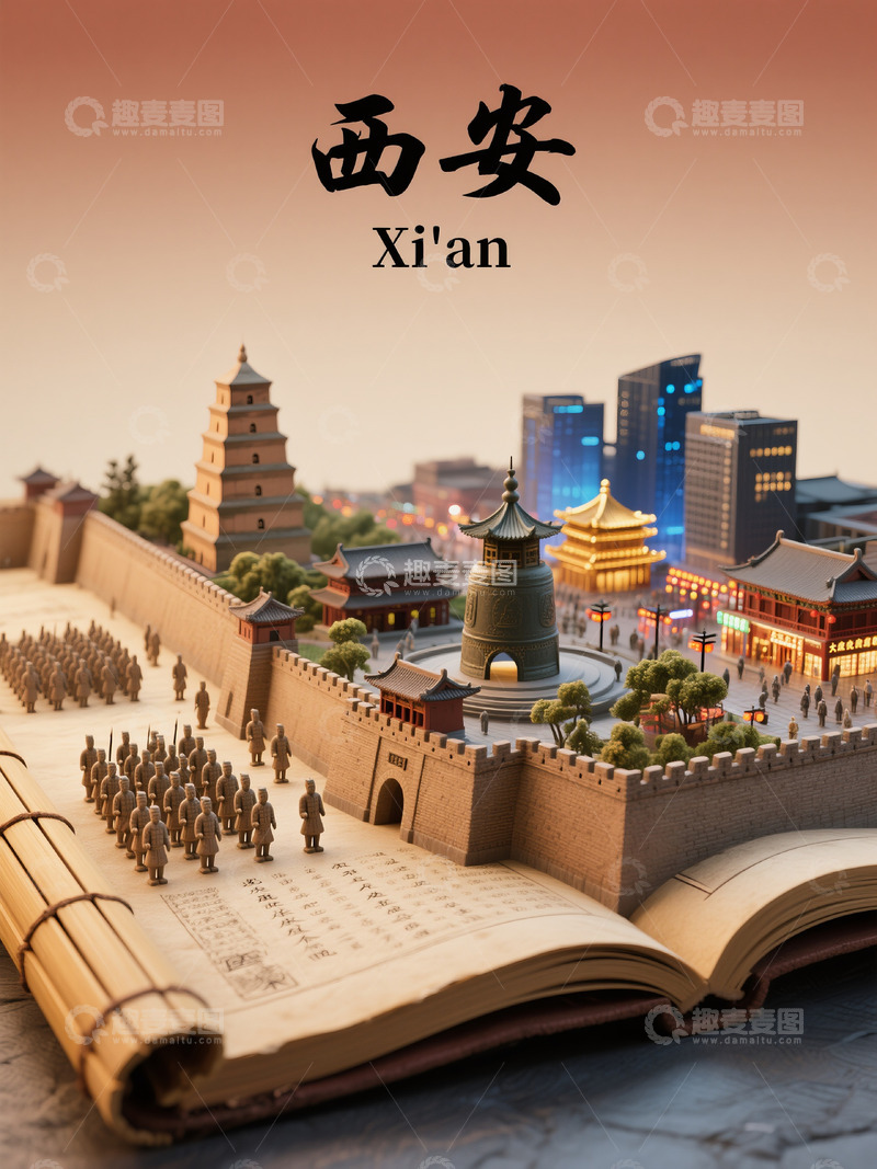 高清大图下载【趣麦麦图】书页间的长安：古今交织的城垣梦