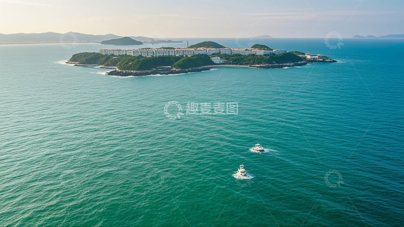 高清大图下载【趣麦麦图】海岛风光游艇游