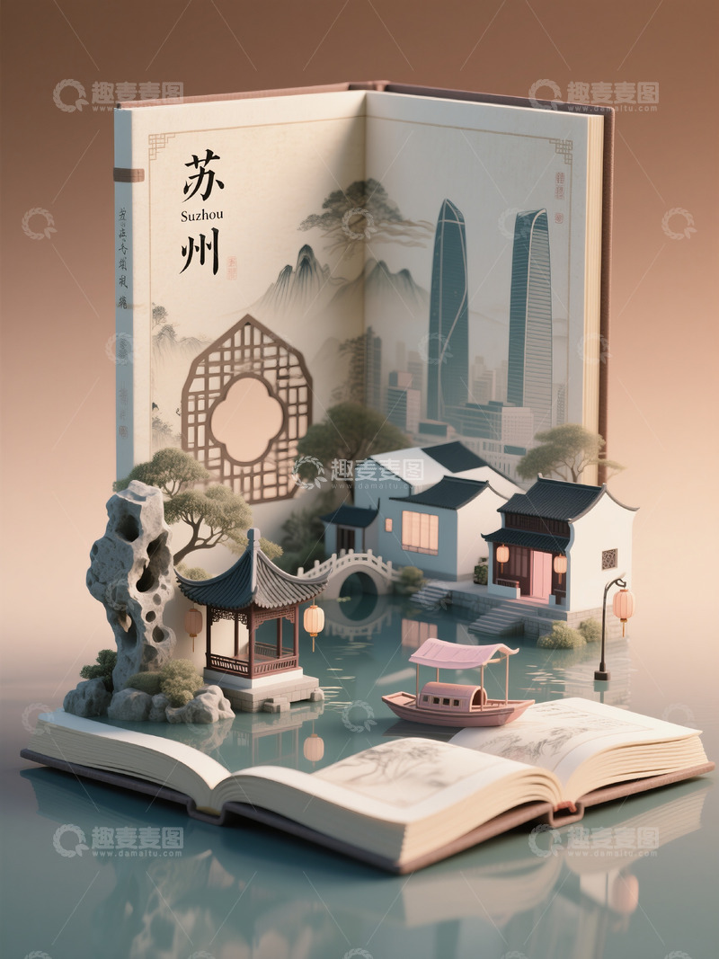 高清大图下载【趣麦麦图】书卷里的姑苏：园林与摩天楼的和鸣