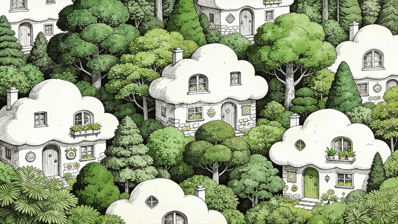 高清大图下载【趣麦麦图】梦幻森林童话小屋插画