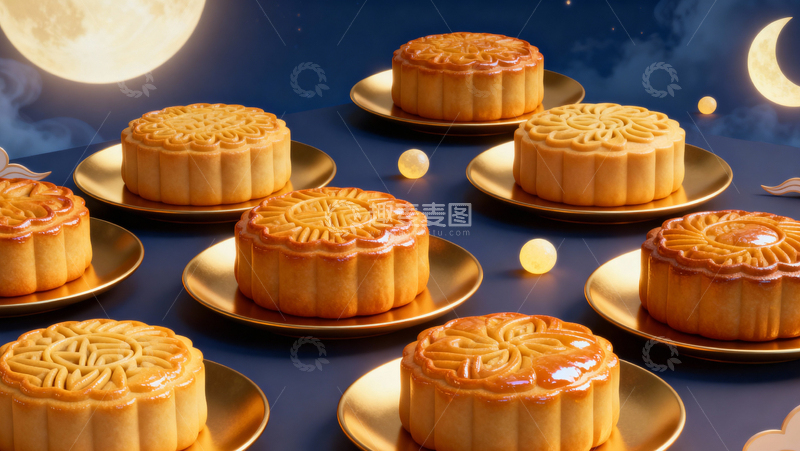 高清大图下载【趣麦麦图】中秋节月饼背景062