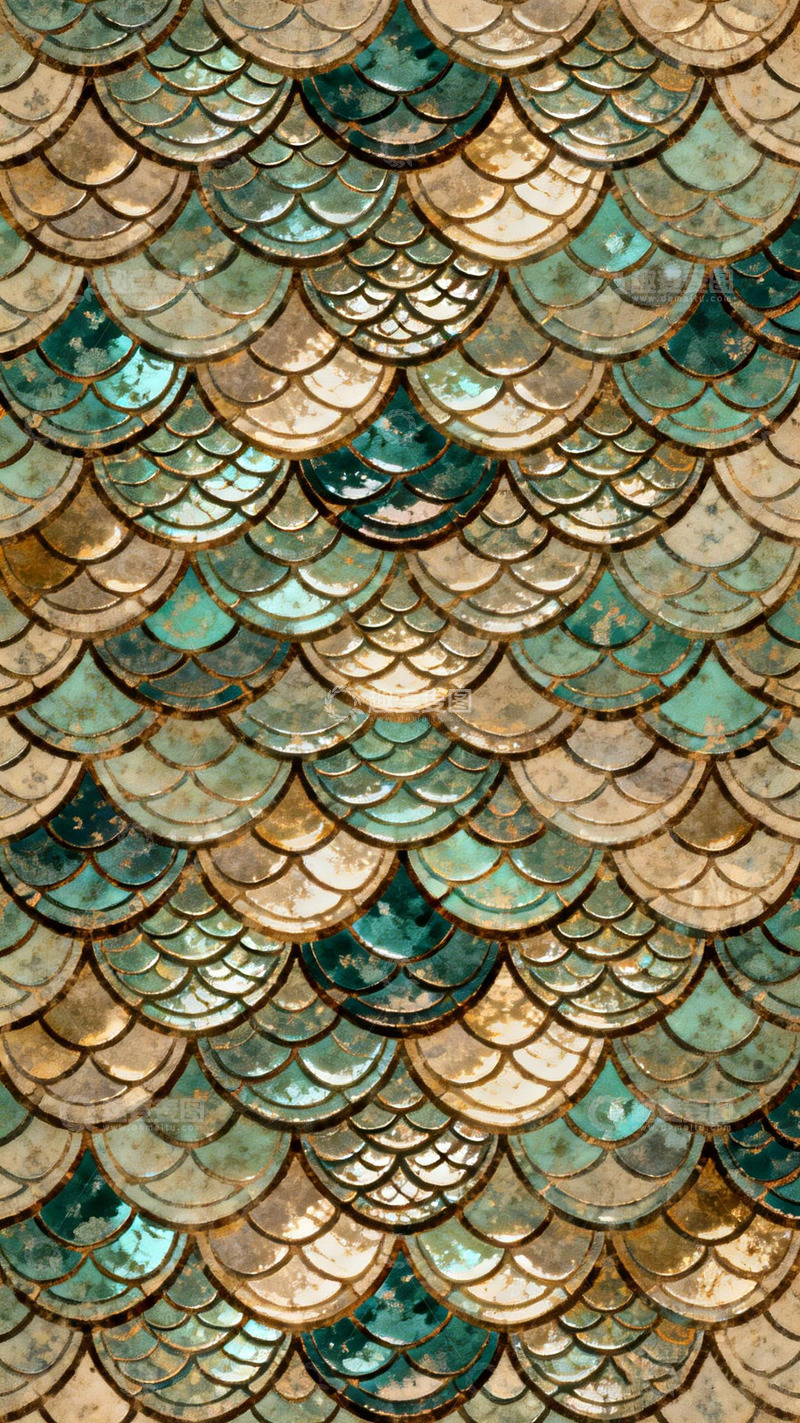 高清大图下载【趣麦麦图】鱼鳞纹理金属质感壁纸