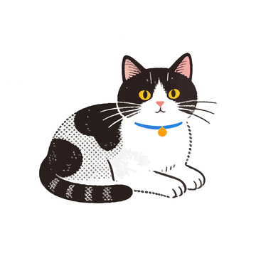 卡通黑白猫咪插画