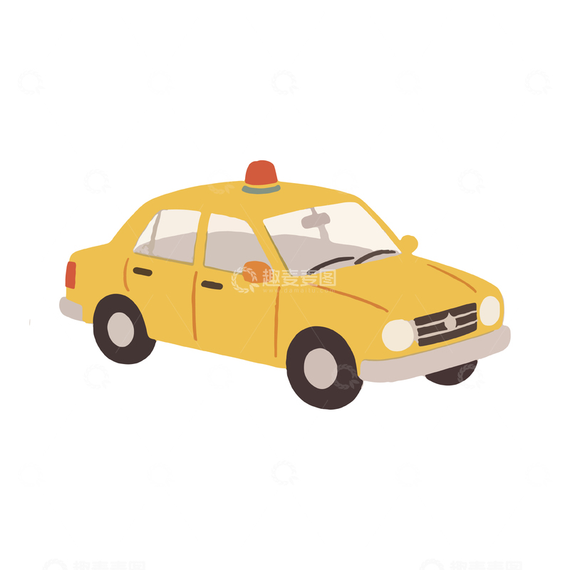 源文件下载【趣麦麦图】卡通出租车城市交通工具插画