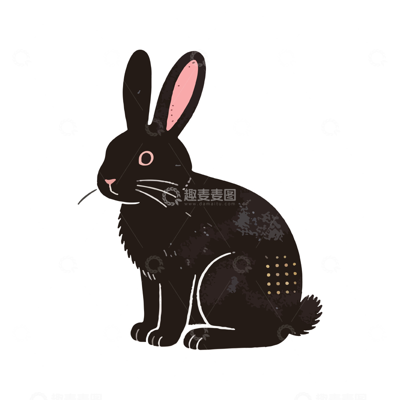 源文件下载【趣麦麦图】卡通黑兔插画