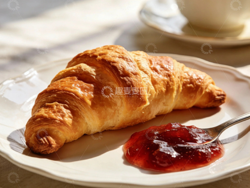 高清大图下载【趣麦麦图】早餐美食羊角面包果酱