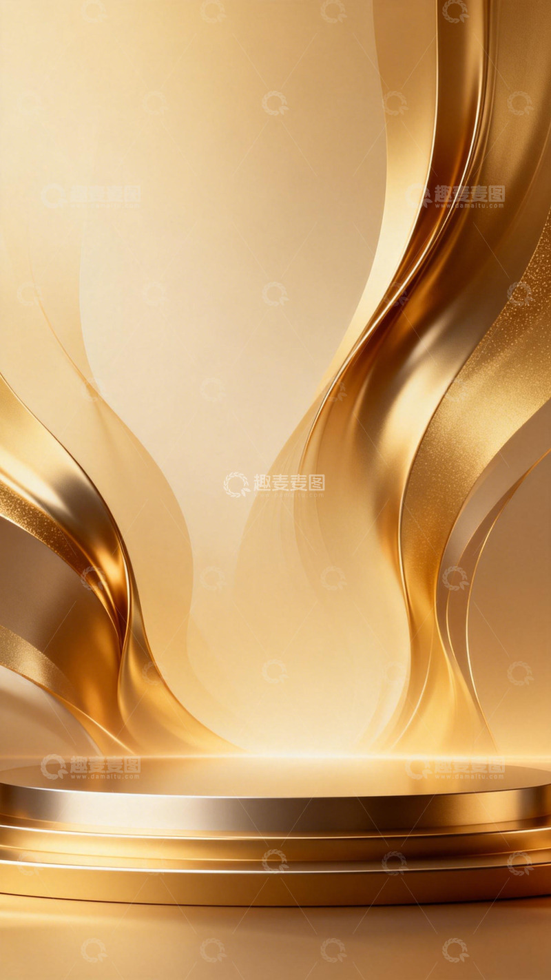 高清大图下载【趣麦麦图】金色流线型抽象艺术壁纸