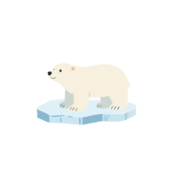 卡通北极熊冰上插画