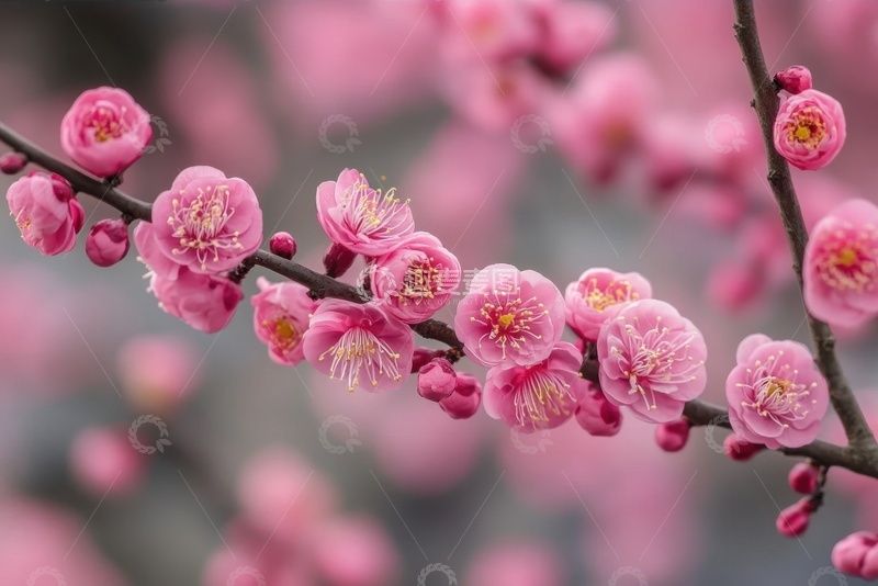 高清大图下载【趣麦麦图】梅花花枝特写摄影