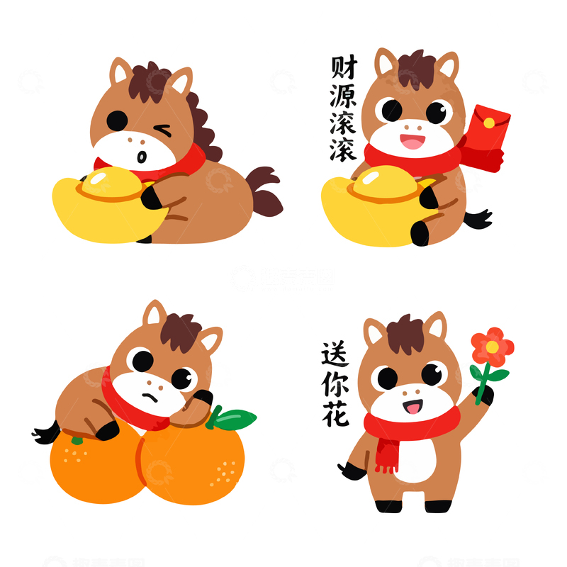 源文件下载【趣麦麦图】-卡通牛新年祝福表情包素材