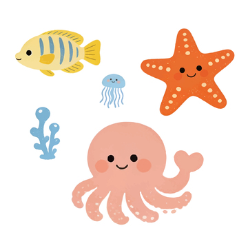 卡通海洋生物插画设计素材