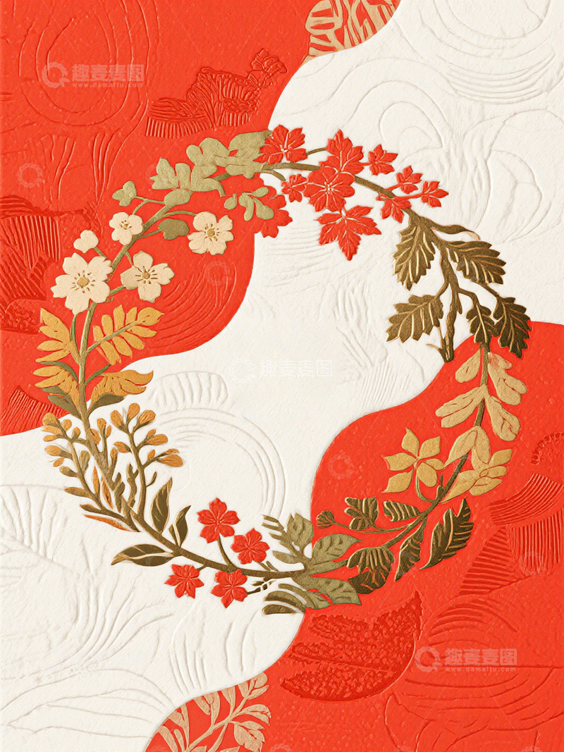 高清大图下载【趣麦麦图】和风花卉图案装饰设计素材