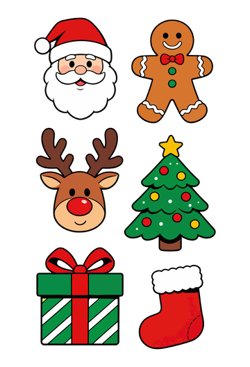 卡通圣诞元素贴纸设计素材