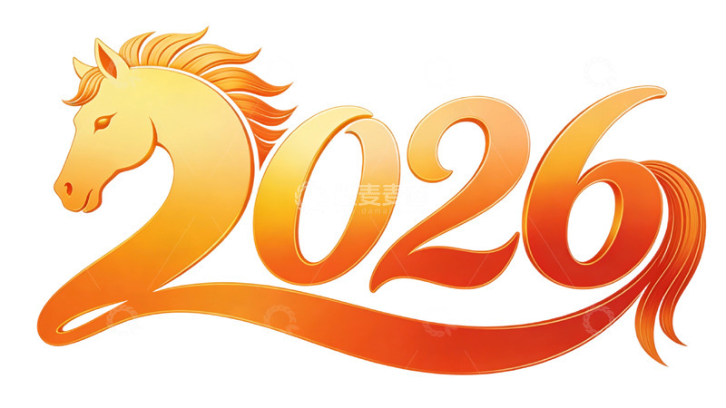 高清大图下载【趣麦麦图】金马迎2026艺术字体设计