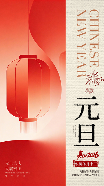 红色喜庆元旦海报设计素材