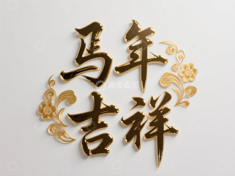 高清大图下载【趣麦麦图】金书法马年吉祥艺术字设计