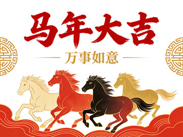 马年大吉万事如意插画