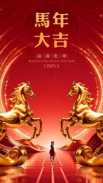 馬年大吉祝福海报