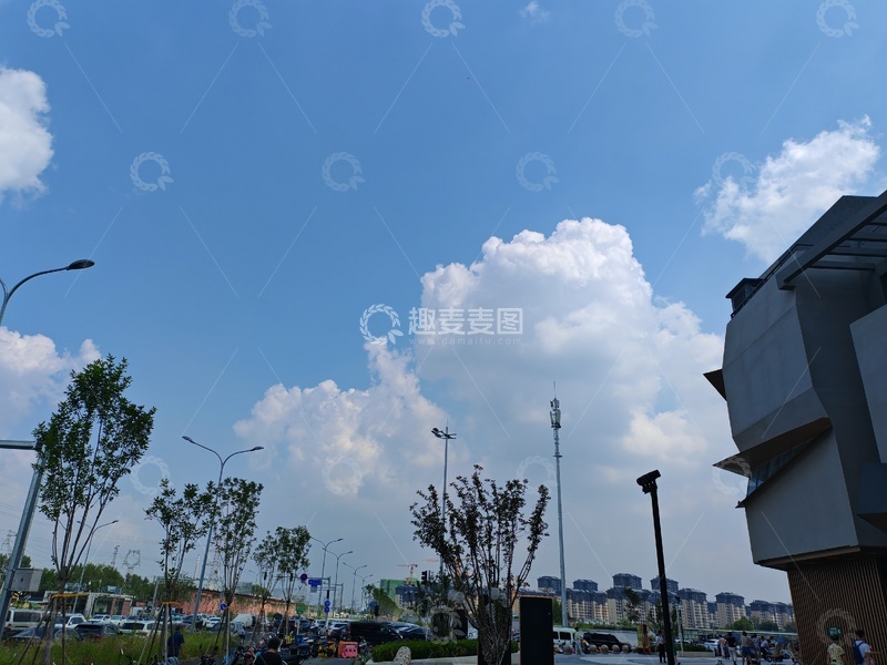 高清大图下载【趣麦麦图】蓝天白云城市风光摄影