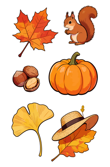 秋季元素卡通插画