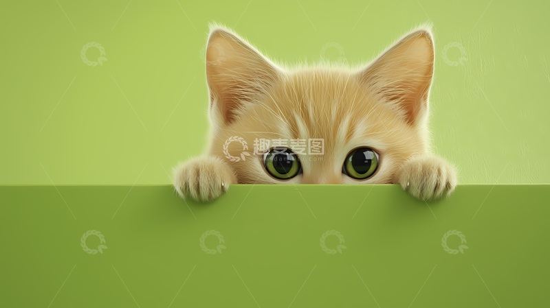 高清大图下载【趣麦麦图】卡通可爱小猫背景插画