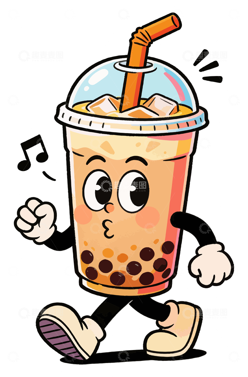 源文件下载【趣麦麦图】-活泼奶茶卡通形象插图