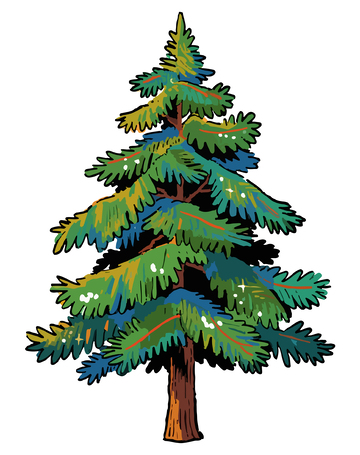 手绘松树插画素材