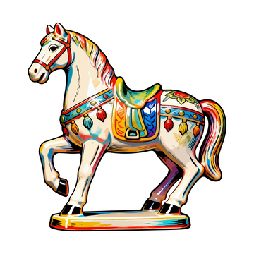 彩绘旋转木马玩具插画