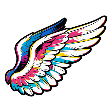 彩色翅膀卡通插画设计素材