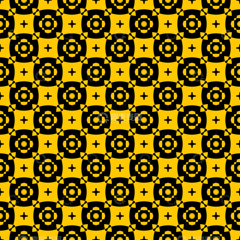 源文件下载【趣麦麦图】黄黑几何花纹背景图477