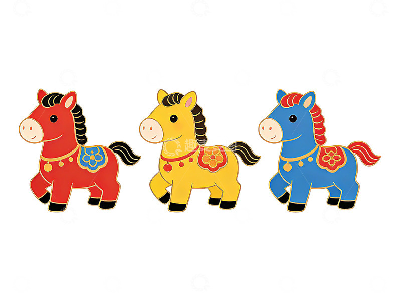 高清大图下载【趣麦麦图】卡通马匹装饰图案